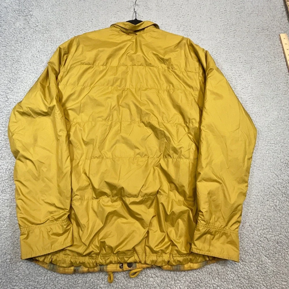 The North Face Flannel Jacket Mens XL Yellow Plaid Lined Snap Reve